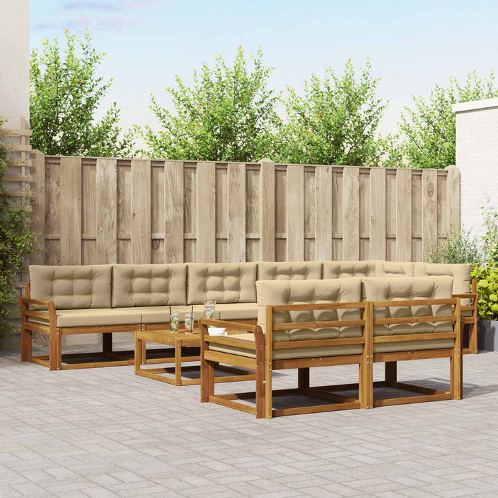 Udendørs sofagruppe med pude 9 pcs Naturlig og Beige