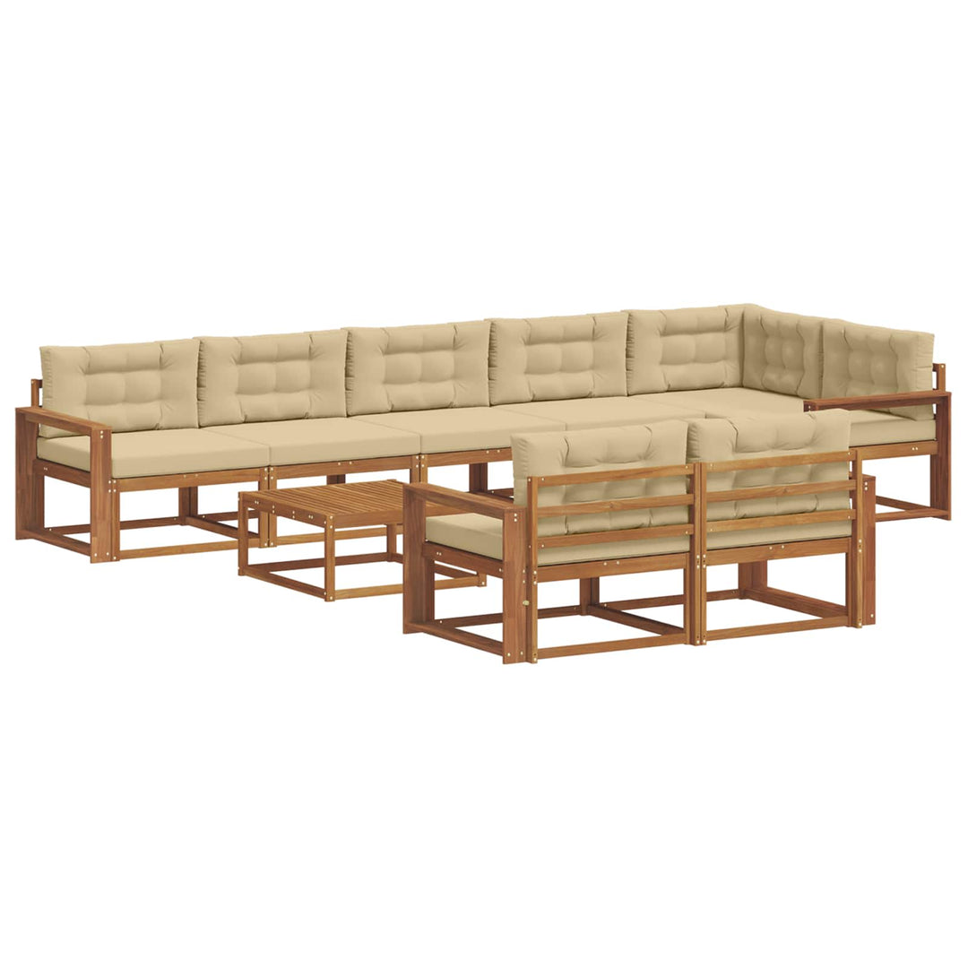 Udendørs sofagruppe med pude 9 pcs Naturlig og Beige