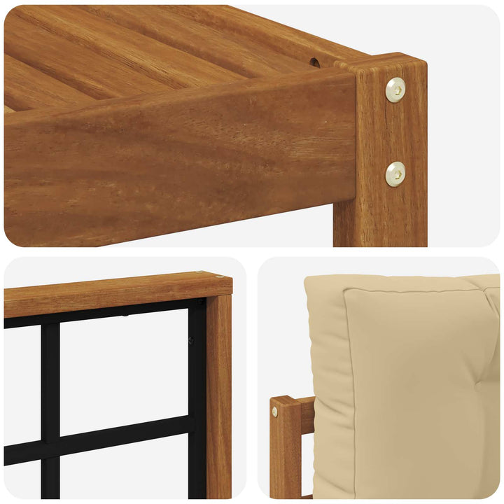 Udendørs sofagruppe med pude 9 pcs Naturlig og Beige