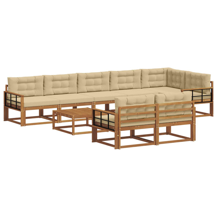 Udendørs sofagruppe med pude 9 pcs Naturlig og Beige