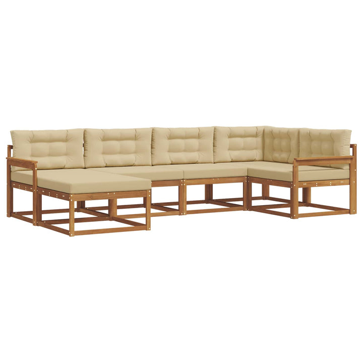 Udendørs sofagruppe med pude 6 pcs Naturlig og Beige