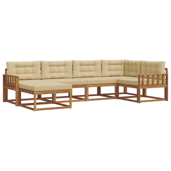 Udendørs sofagruppe med pude 6 pcs Naturlig og Beige