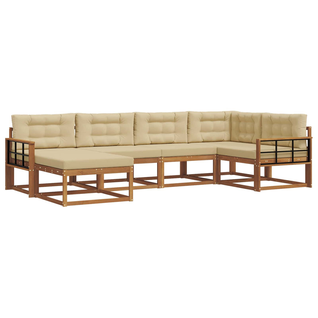 Udendørs sofagruppe med pude 6 pcs Naturlig og Beige