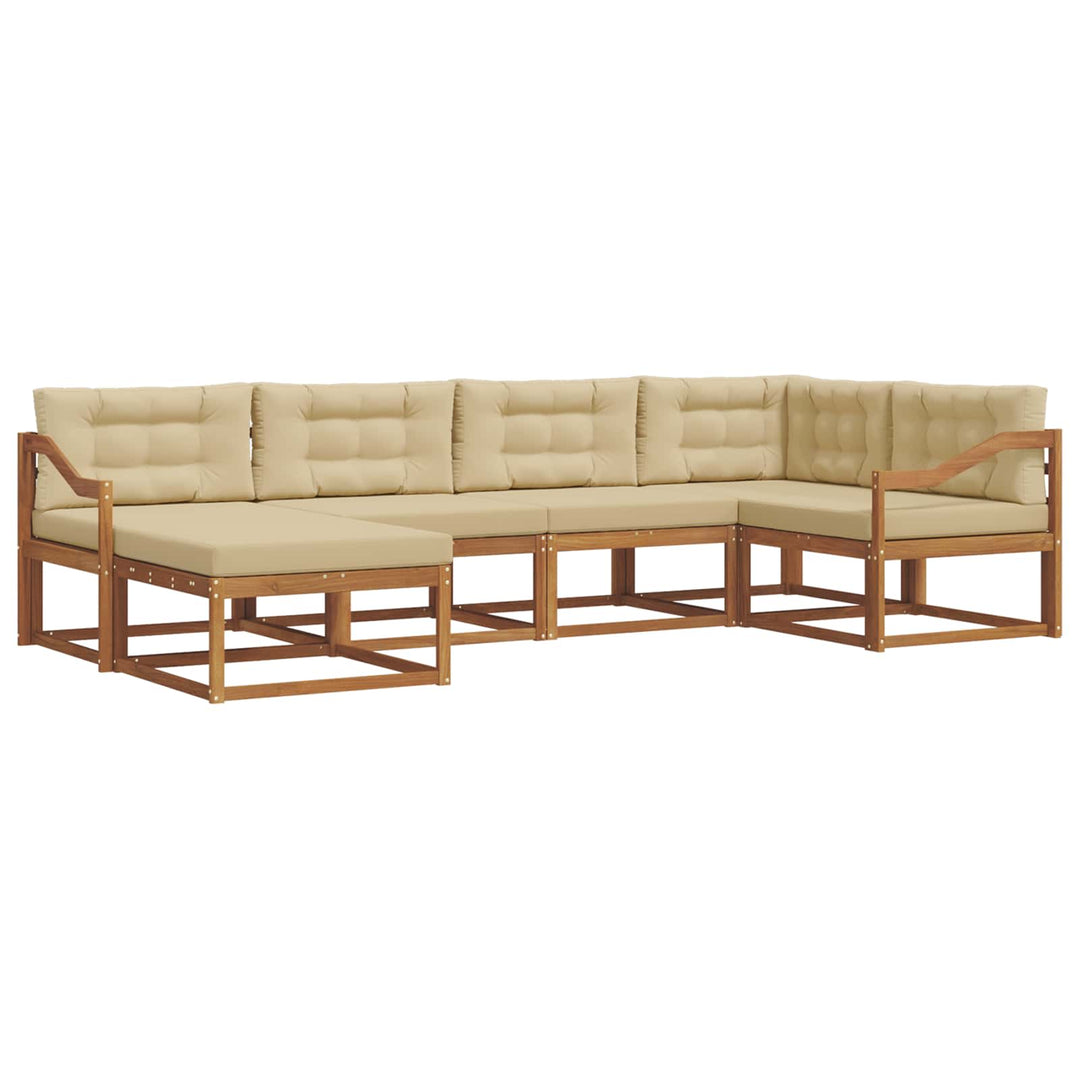 Udendørs sofagruppe med pude 6 pcs Naturlig og Beige
