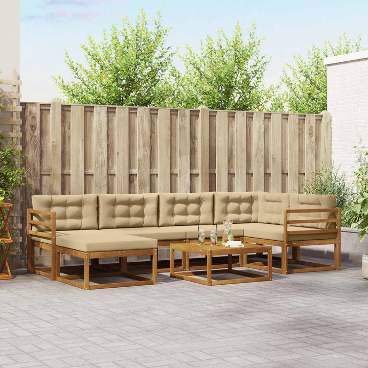 Udendørs sofagruppe med pude 7 pcs Naturlig og Beige