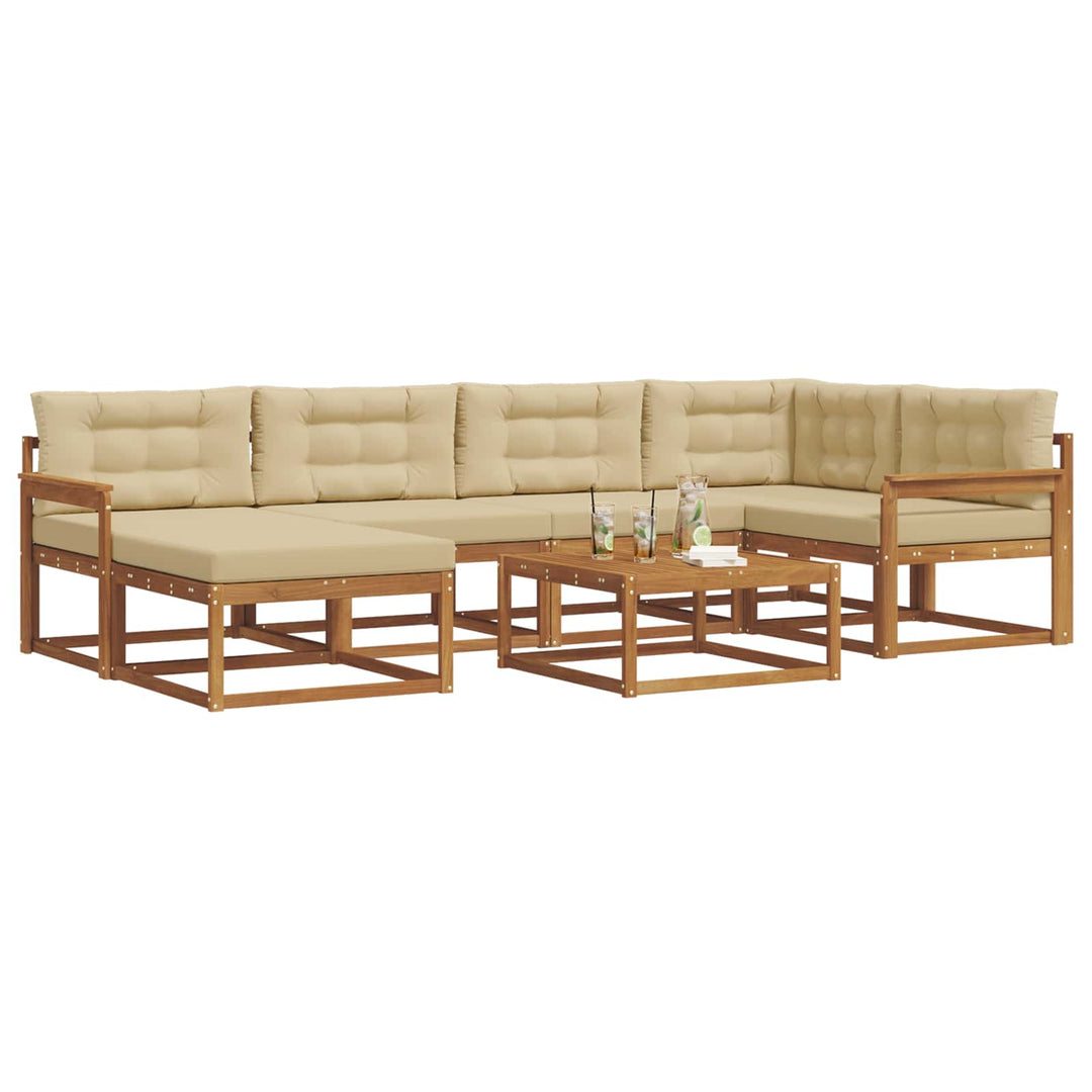 Udendørs sofagruppe med pude 7 pcs Naturlig og Beige