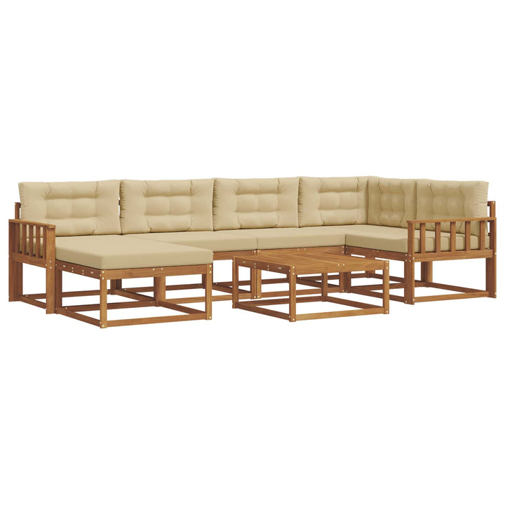 Udendørs sofagruppe med pude 7 pcs Naturlig og Beige
