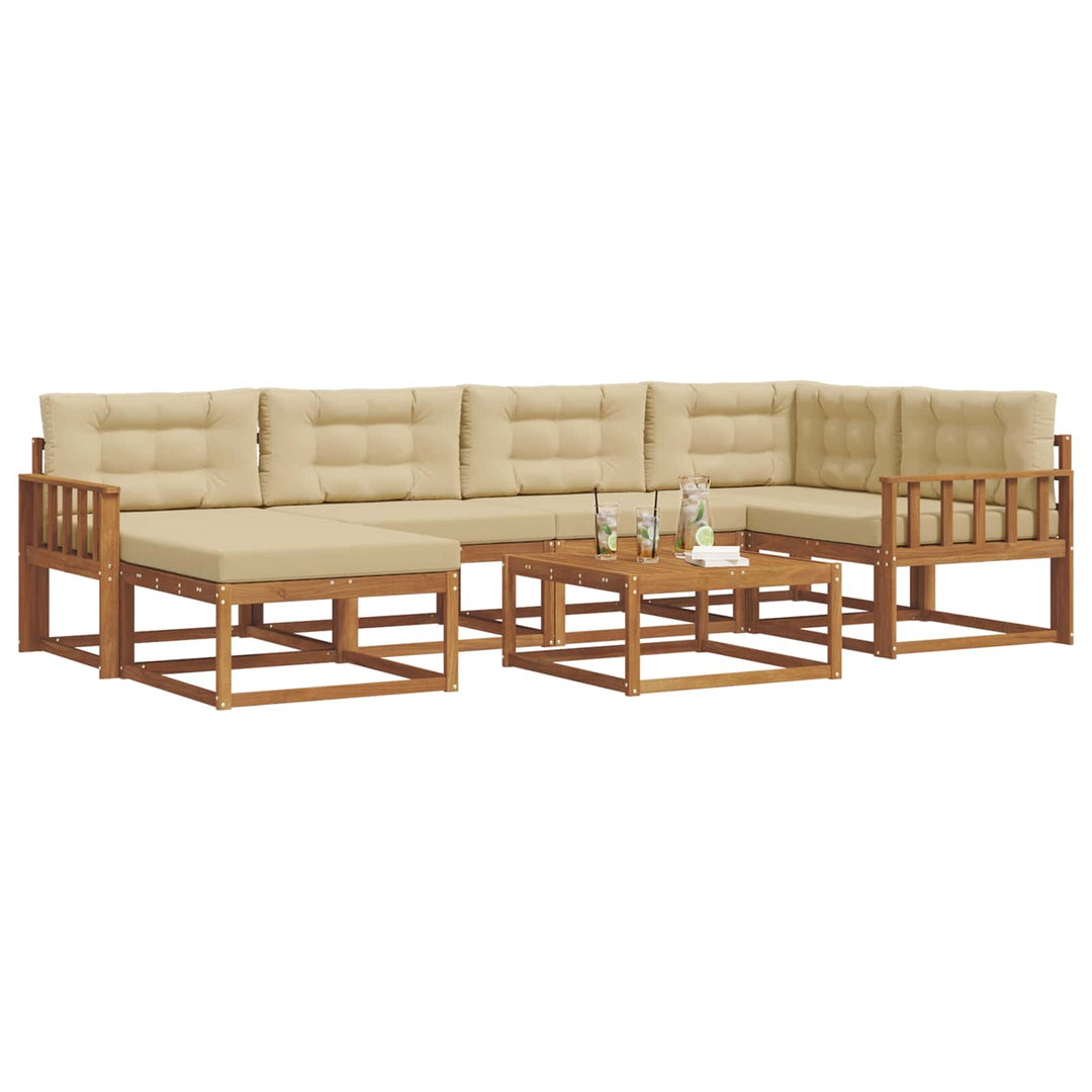 Udendørs sofagruppe med pude 7 pcs Naturlig og Beige