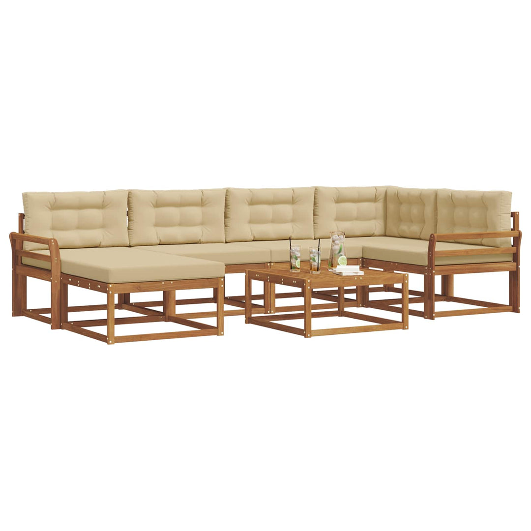 Udendørs sofagruppe med pude 7 pcs Naturlig og Beige