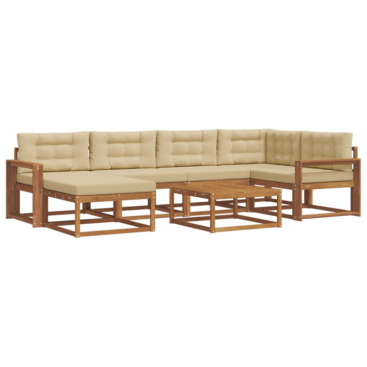 Udendørs sofagruppe med pude 7 pcs Naturlig og Beige