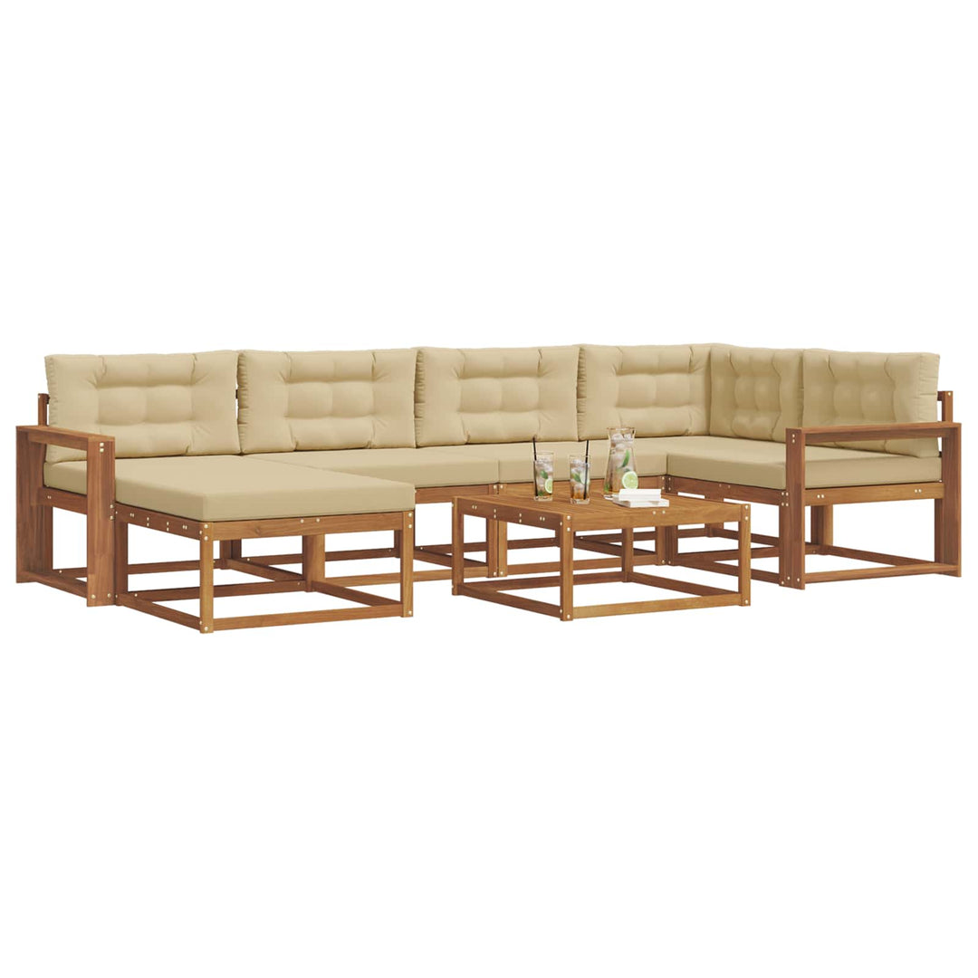 Udendørs sofagruppe med pude 7 pcs Naturlig og Beige