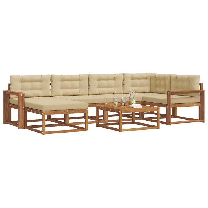 Udendørs sofagruppe med pude 7 pcs Naturlig og Beige
