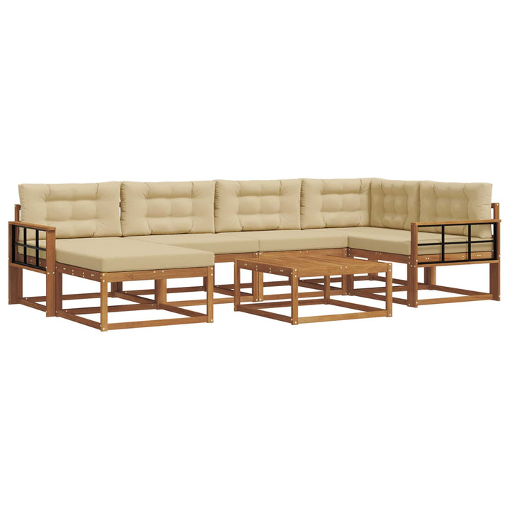 Udendørs sofagruppe med pude 7 pcs Naturlig og Beige