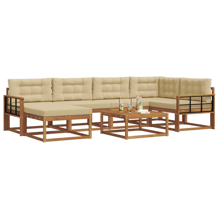 Udendørs sofagruppe med pude 7 pcs Naturlig og Beige