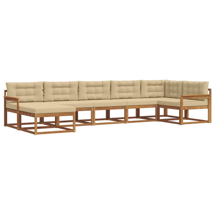 Udendørs sofagruppe med pude 7 pcs Naturlig og Beige