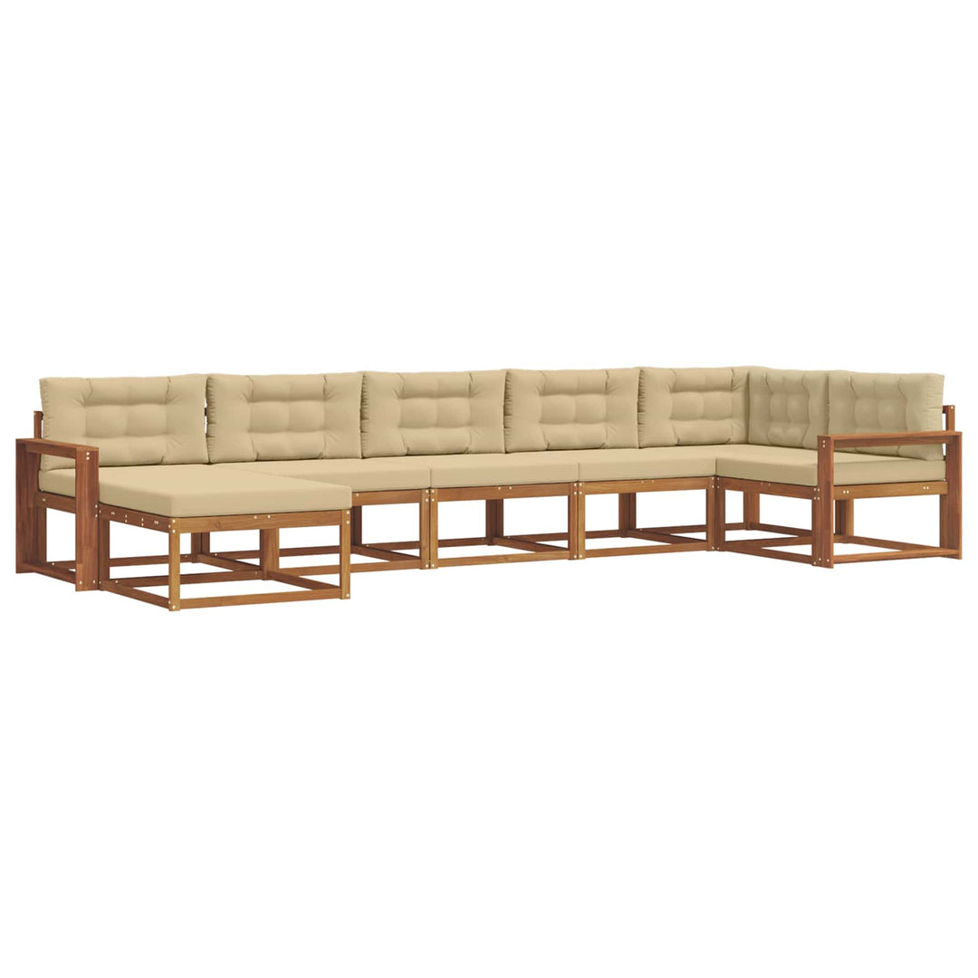 Udendørs sofagruppe med pude 7 pcs Naturlig og Beige