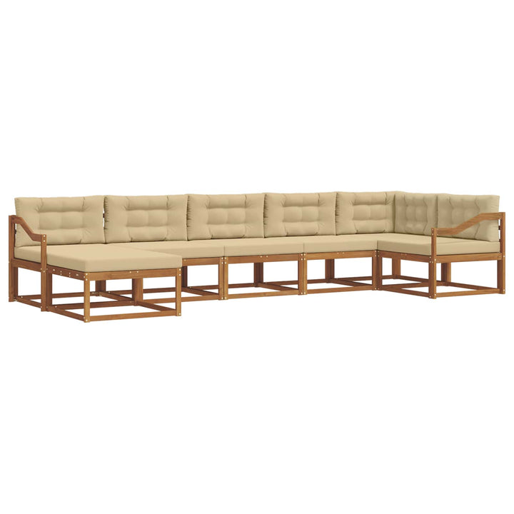 Udendørs sofagruppe med pude 7 pcs Naturlig og Beige