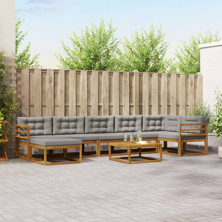 Udendørs sofagruppe med pude 8 pcs Naturlig og Lys Grå