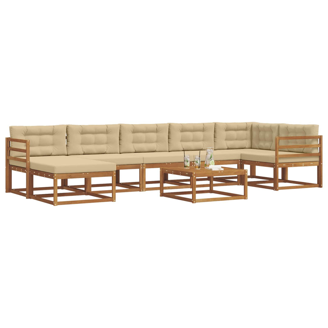 Udendørs sofagruppe med pude 8 pcs Naturlig og Beige