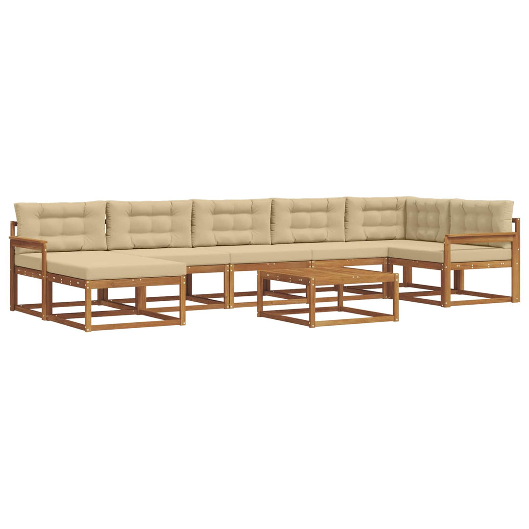 Udendørs sofagruppe med pude 8 pcs Naturlig og Beige