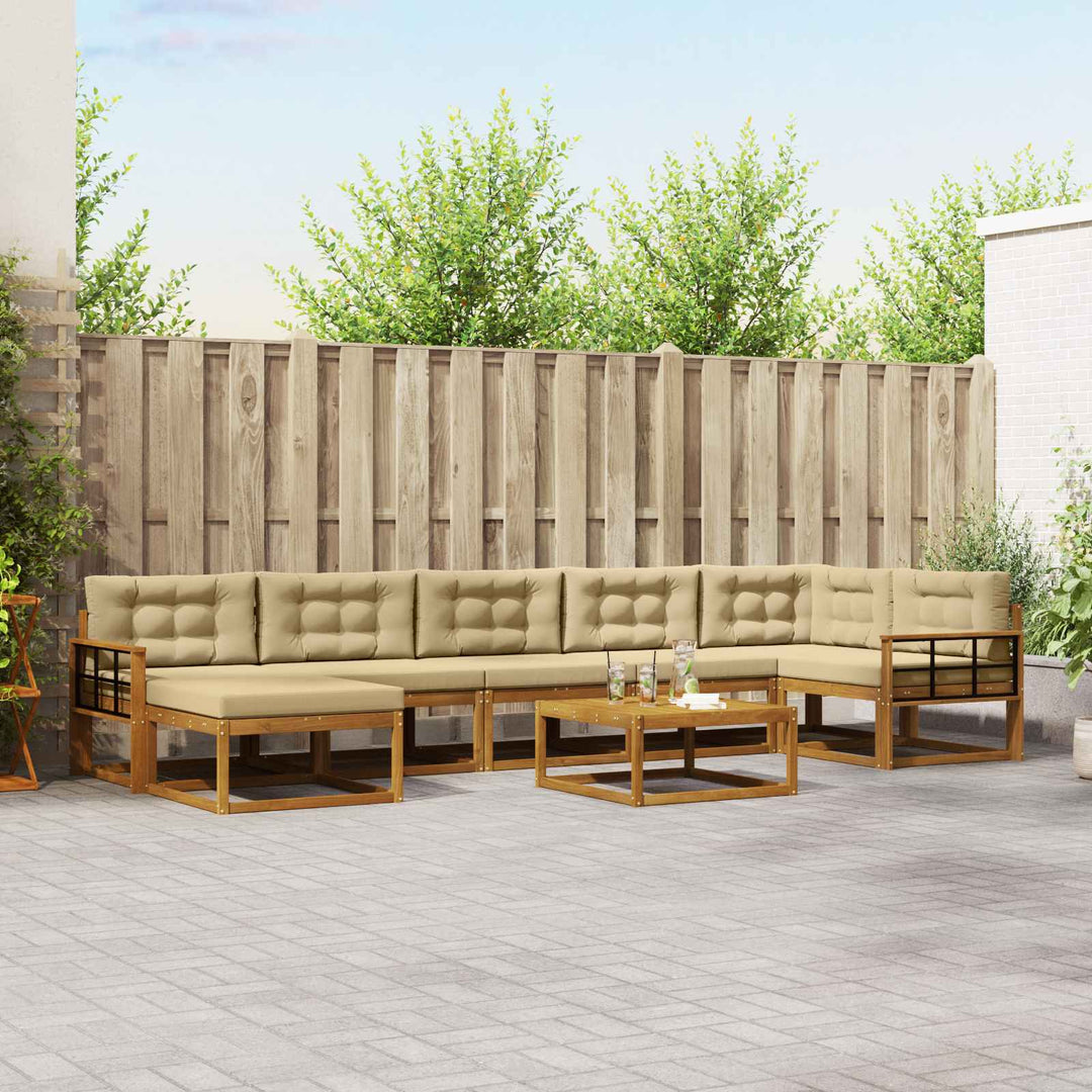 Udendørs sofagruppe med pude 8 pcs Naturlig og Beige