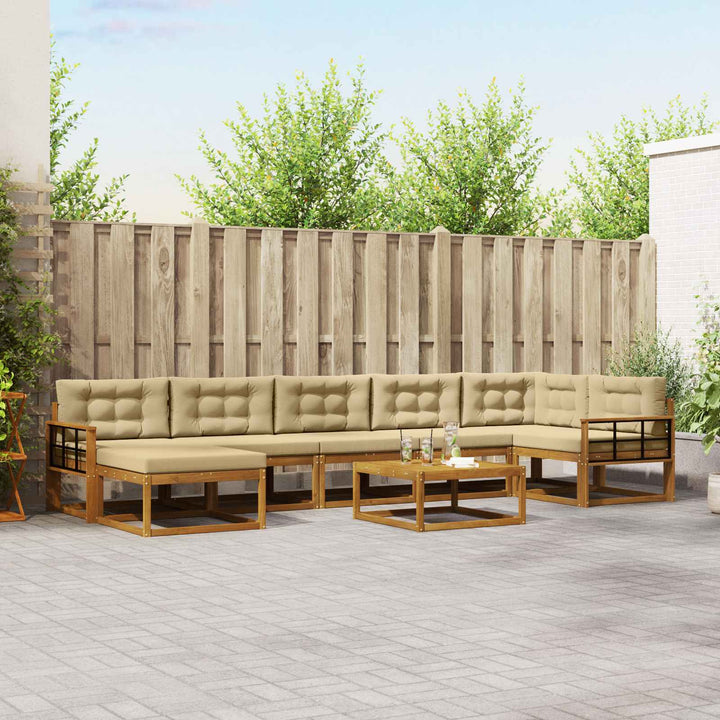 Udendørs sofagruppe med pude 8 pcs Naturlig og Beige