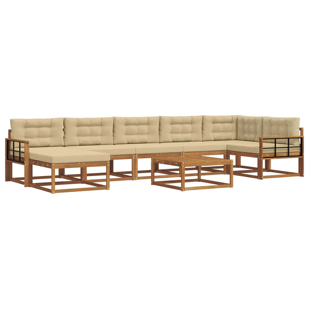 Udendørs sofagruppe med pude 8 pcs Naturlig og Beige