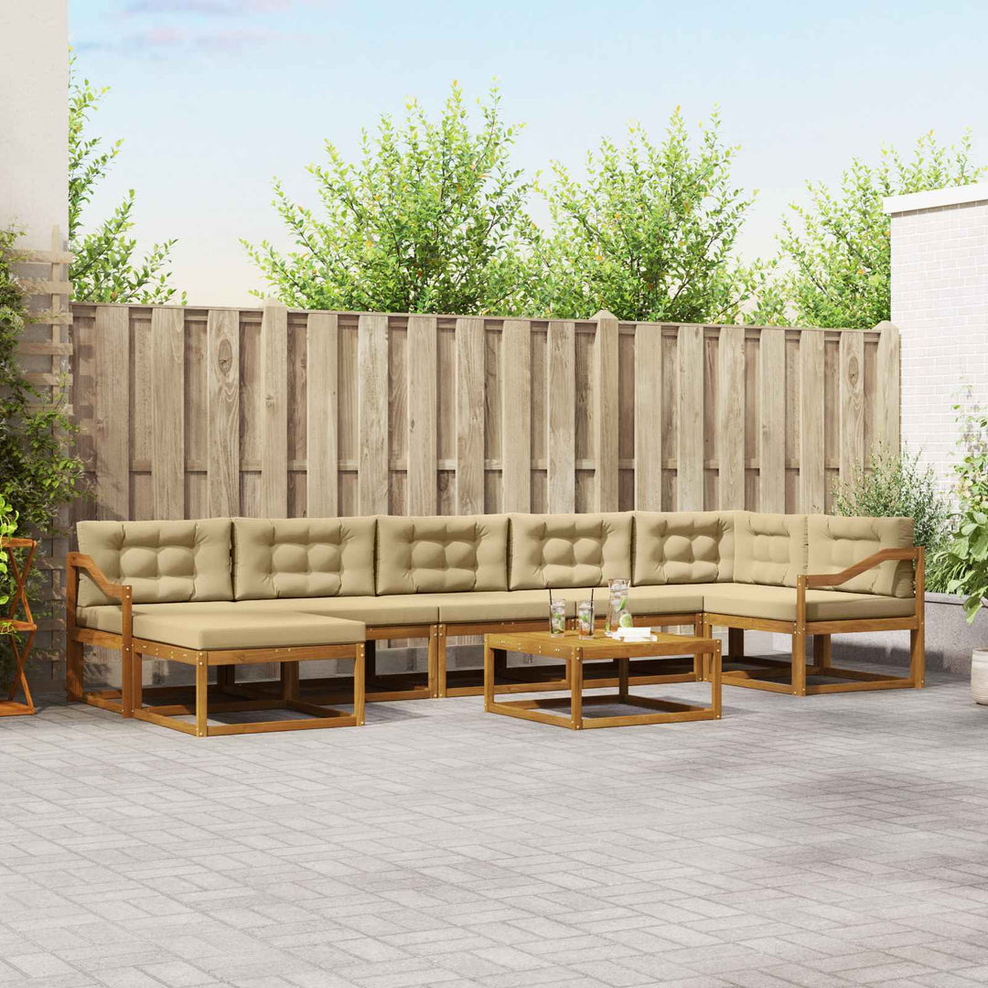 Udendørs sofagruppe med pude 8 pcs Naturlig og Beige