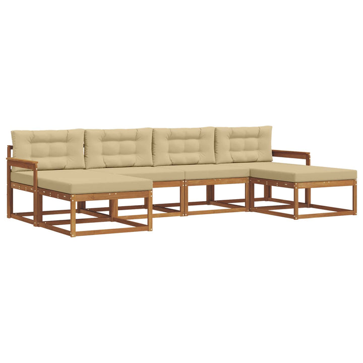 Udendørs sofagruppe med pude 6 pcs Naturlig og Beige