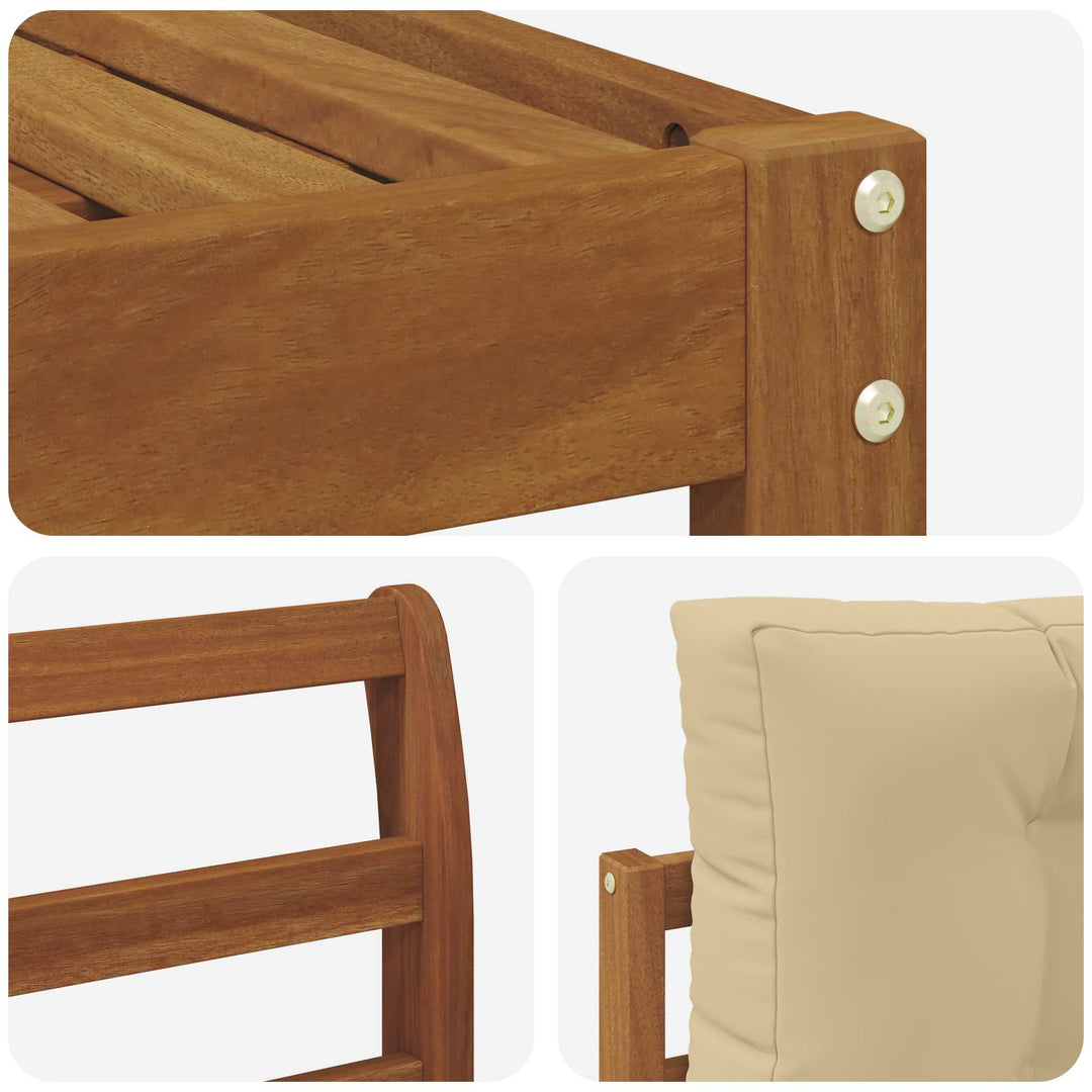 Udendørs sofagruppe med pude 6 pcs Naturlig og Beige