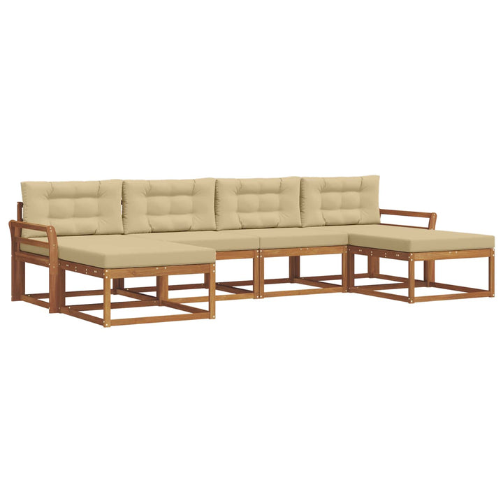 Udendørs sofagruppe med pude 6 pcs Naturlig og Beige