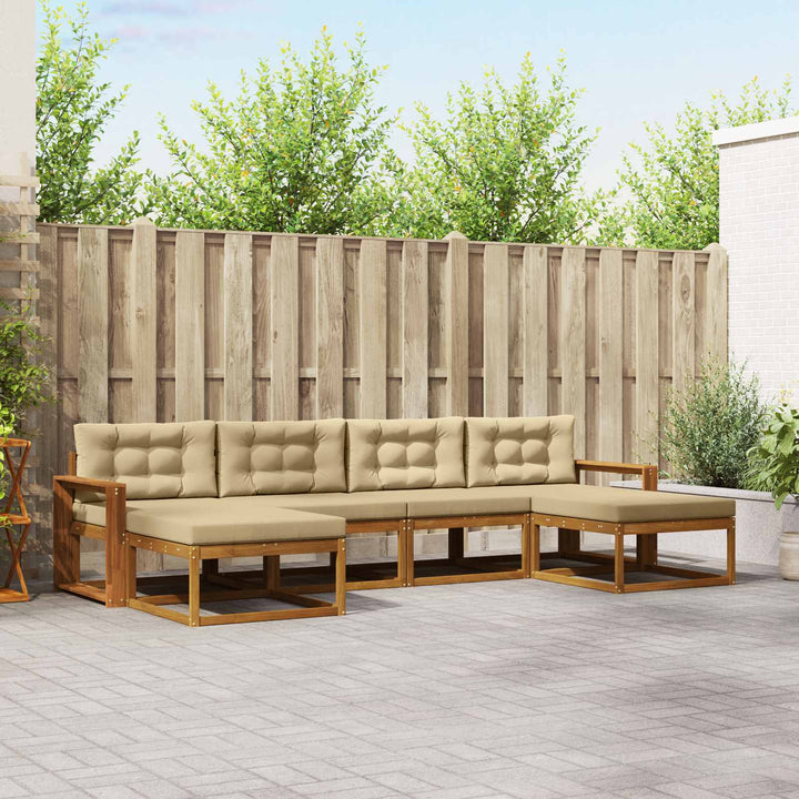 Udendørs sofagruppe med pude 6 pcs Naturlig og Beige