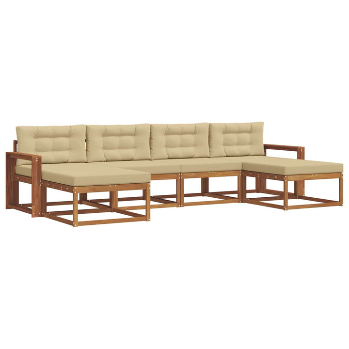 Udendørs sofagruppe med pude 6 pcs Naturlig og Beige