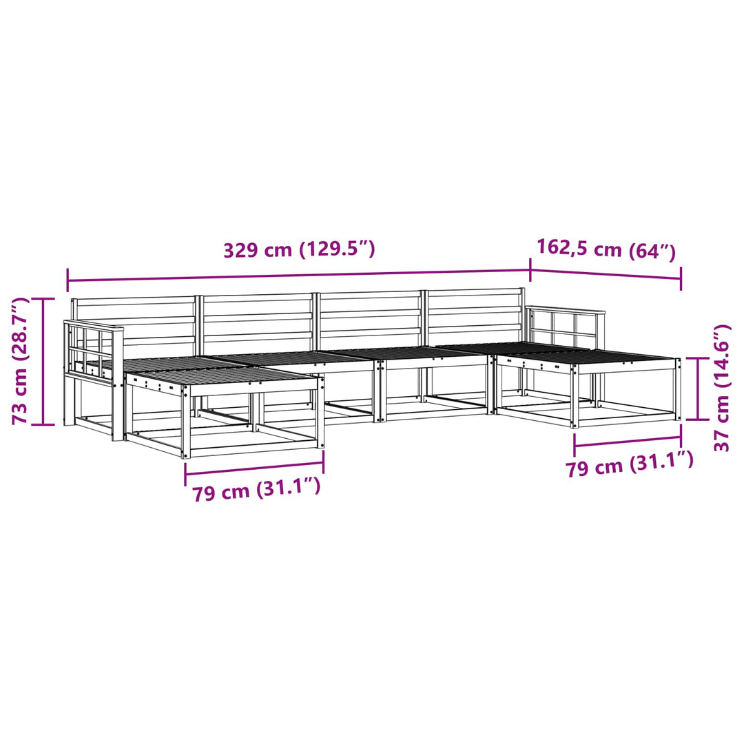 Udendørs sofagruppe 6 pcs Naturfarvet Massivt Akacietræ