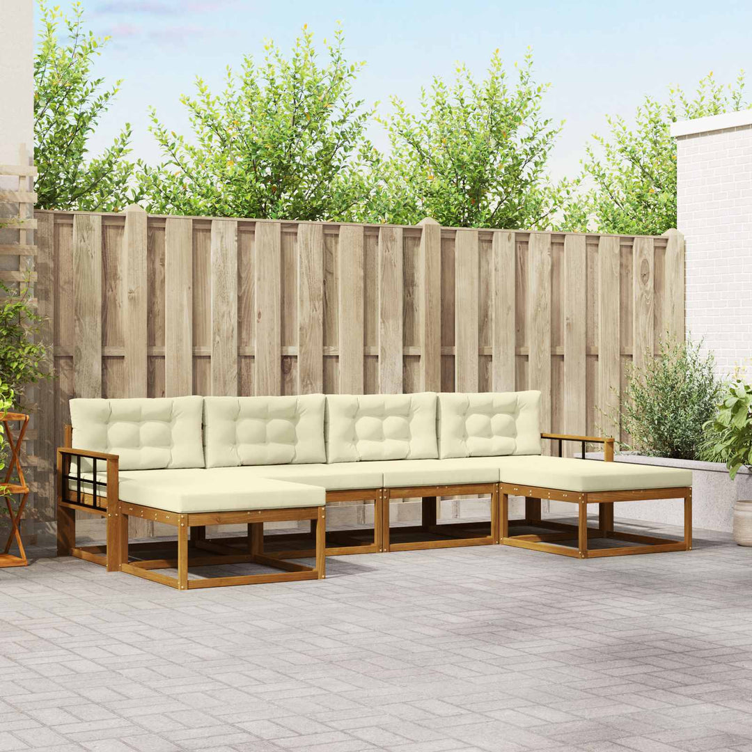 Udendørs sofagruppe med pude 6 pcs Naturlig og Fløde