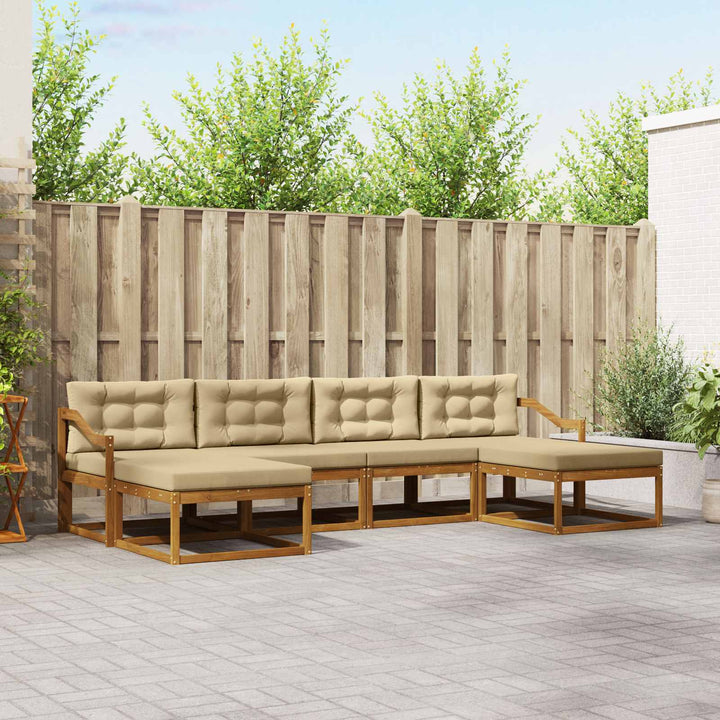 Udendørs sofagruppe med pude 6 pcs Naturlig og Beige