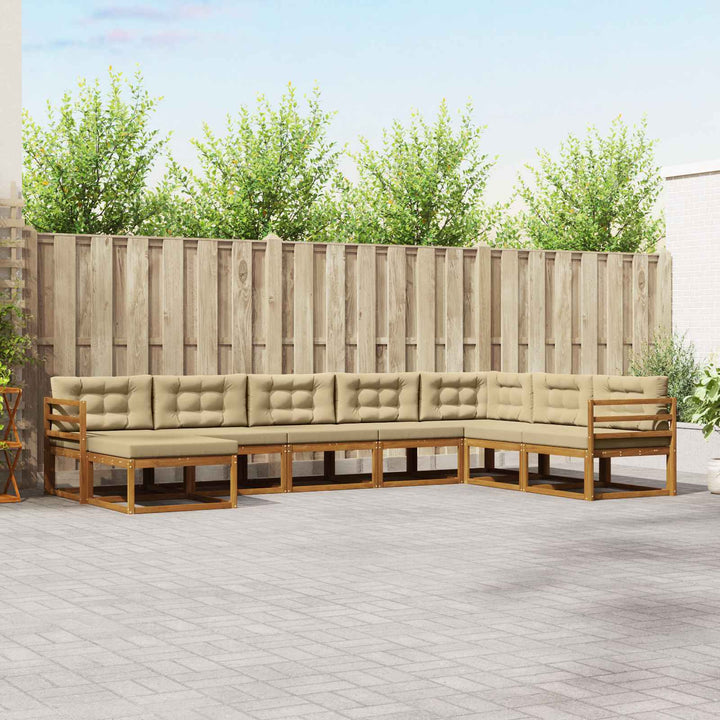 Udendørs sofagruppe med pude 8 pcs Naturlig og Beige
