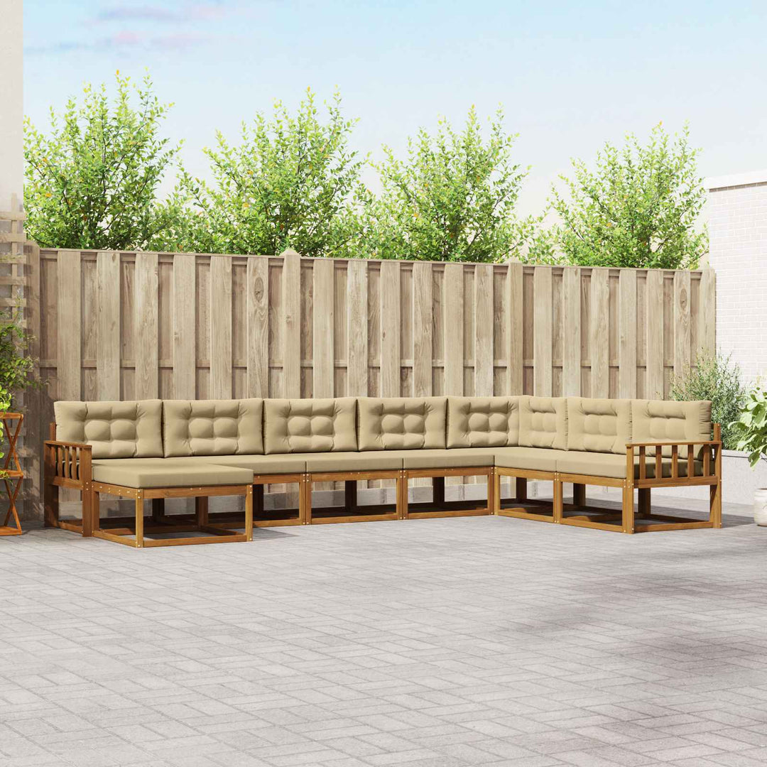 Udendørs sofagruppe med pude 8 pcs Naturlig og Beige