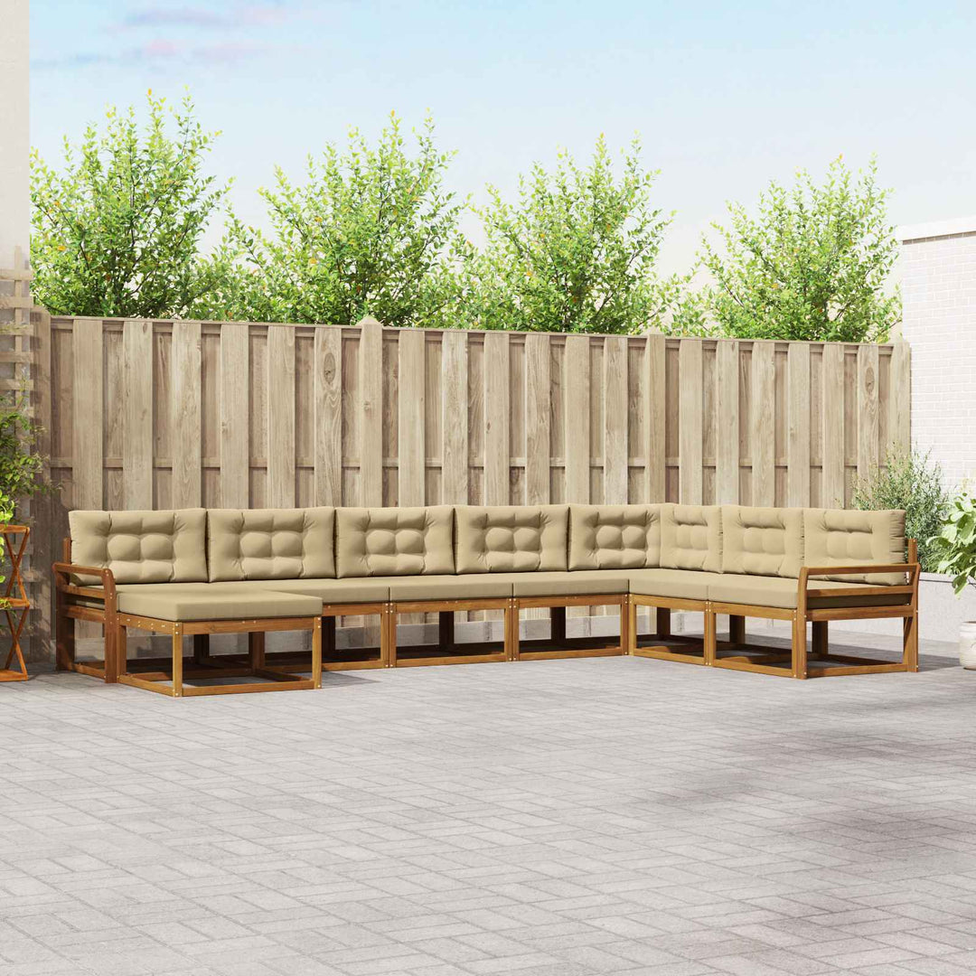 Udendørs sofagruppe med pude 8 pcs Naturlig og Beige