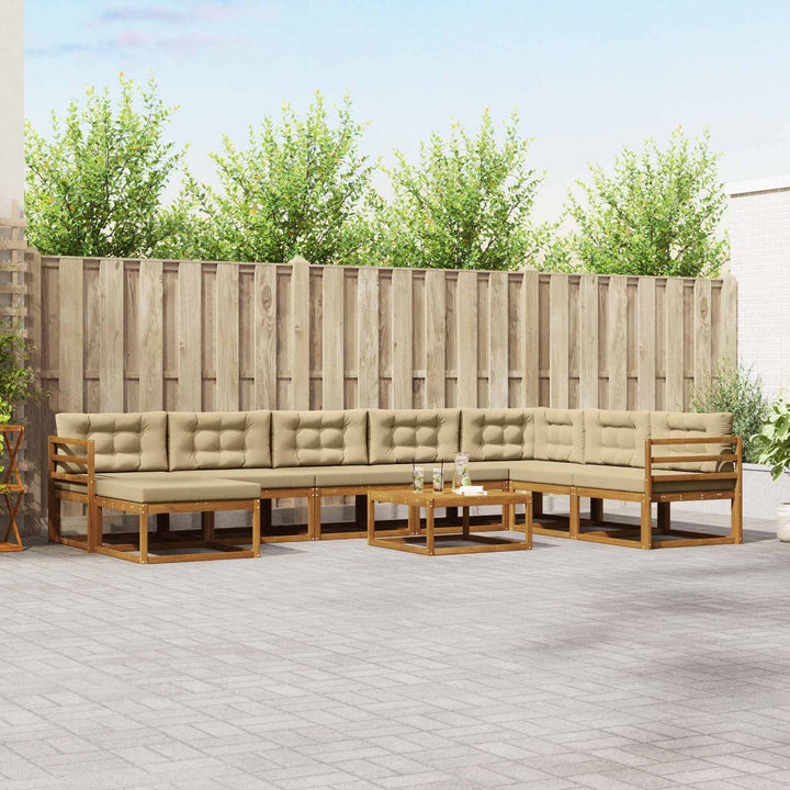 Udendørs sofagruppe med pude 9 pcs Naturlig og Beige