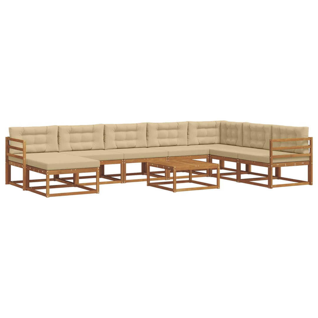 Udendørs sofagruppe med pude 9 pcs Naturlig og Beige