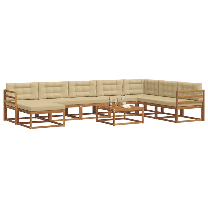Udendørs sofagruppe med pude 9 pcs Naturlig og Beige