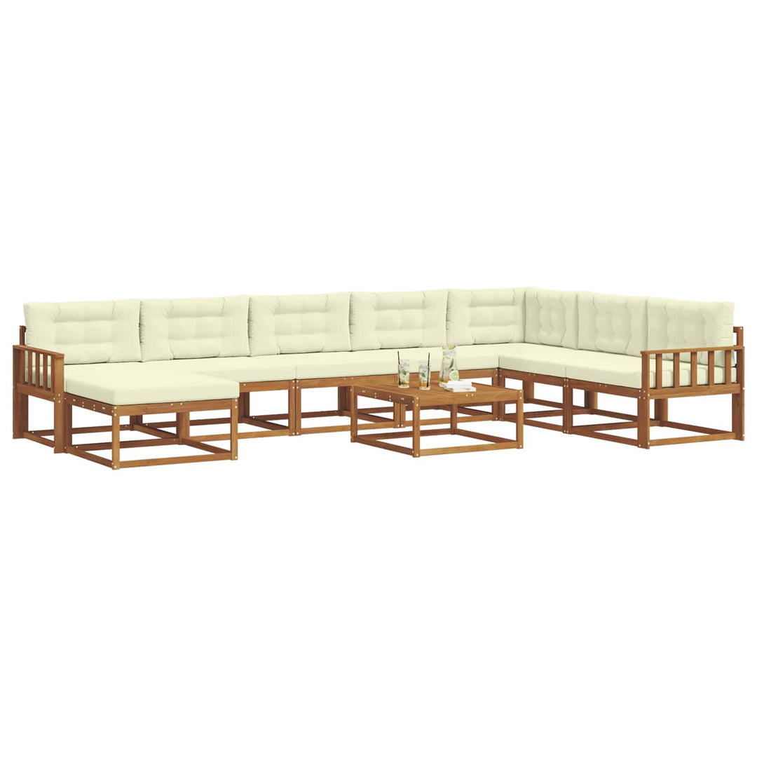 Udendørs sofagruppe med pude 9 pcs Naturlig og Fløde