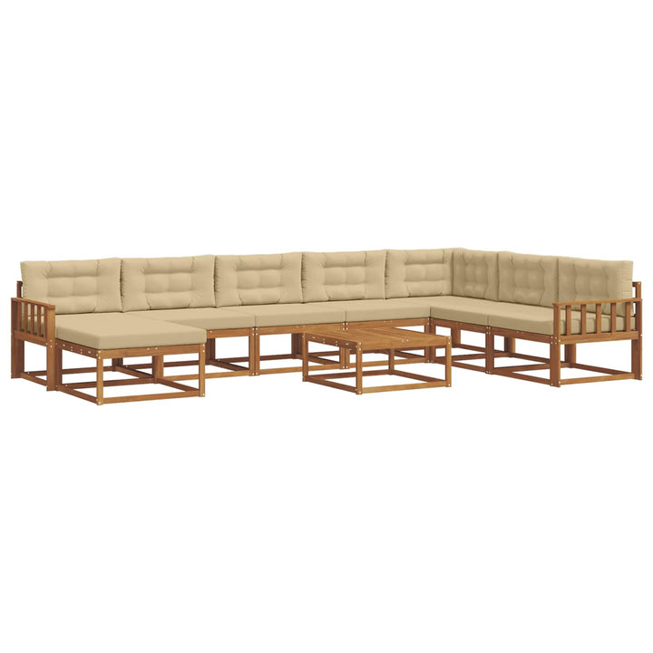 Udendørs sofagruppe med pude 9 pcs Naturlig og Beige