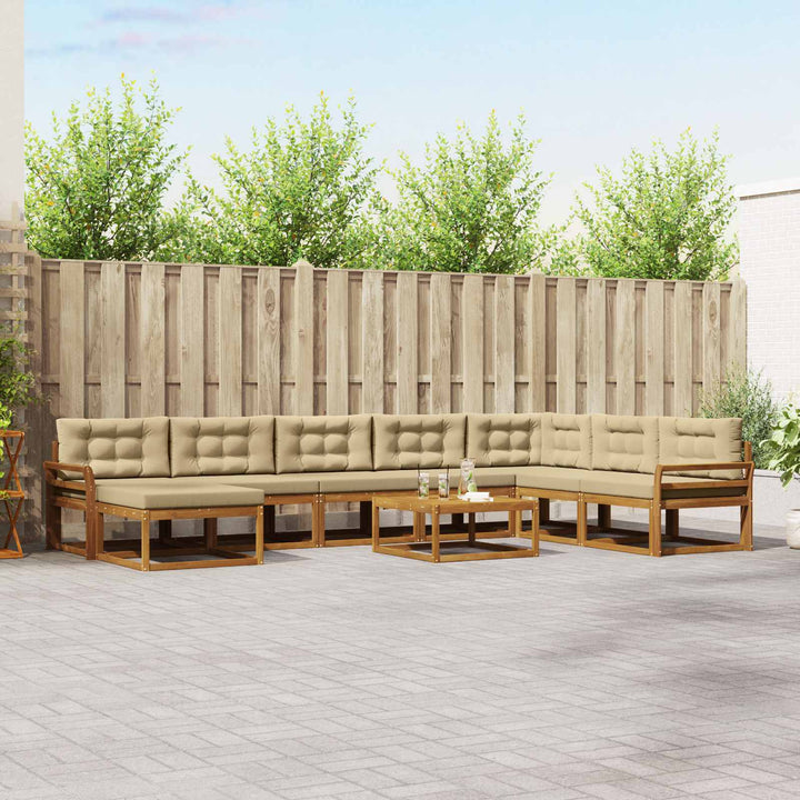 Udendørs sofagruppe med pude 9 pcs Naturlig og Beige