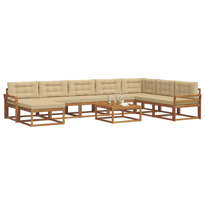 Udendørs sofagruppe med pude 9 pcs Naturlig og Beige