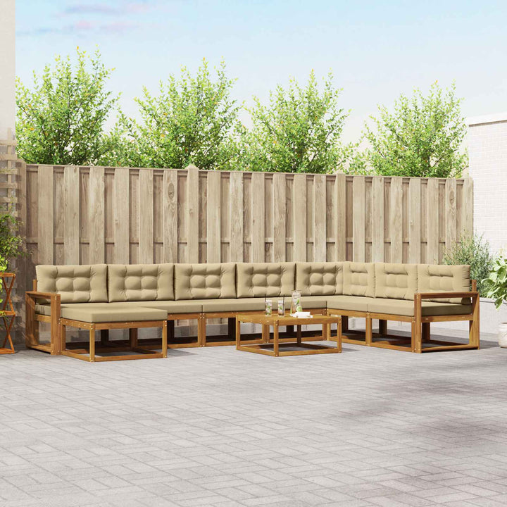 Udendørs sofagruppe med pude 9 pcs Naturlig og Beige