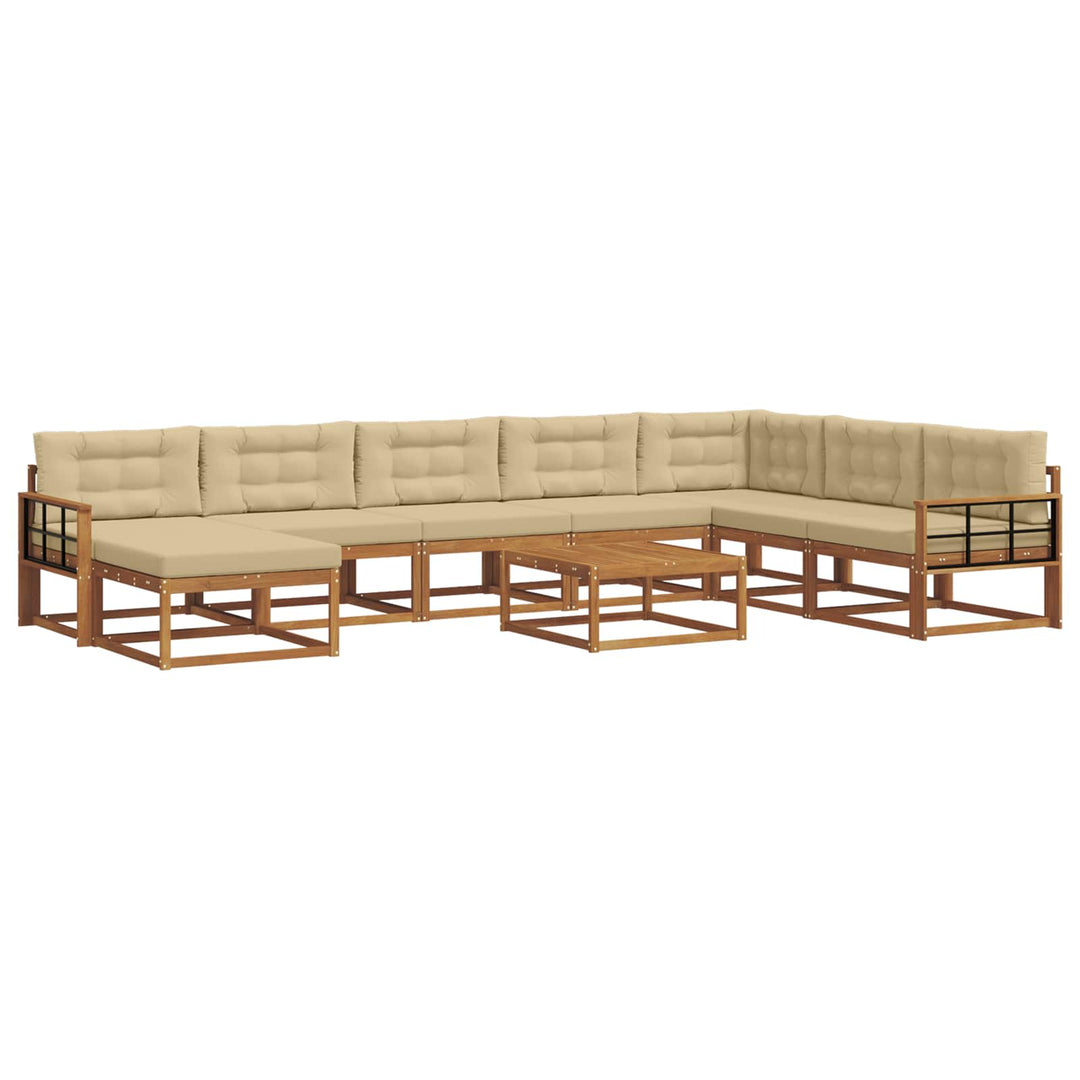 Udendørs sofagruppe med pude 9 pcs Naturlig og Beige