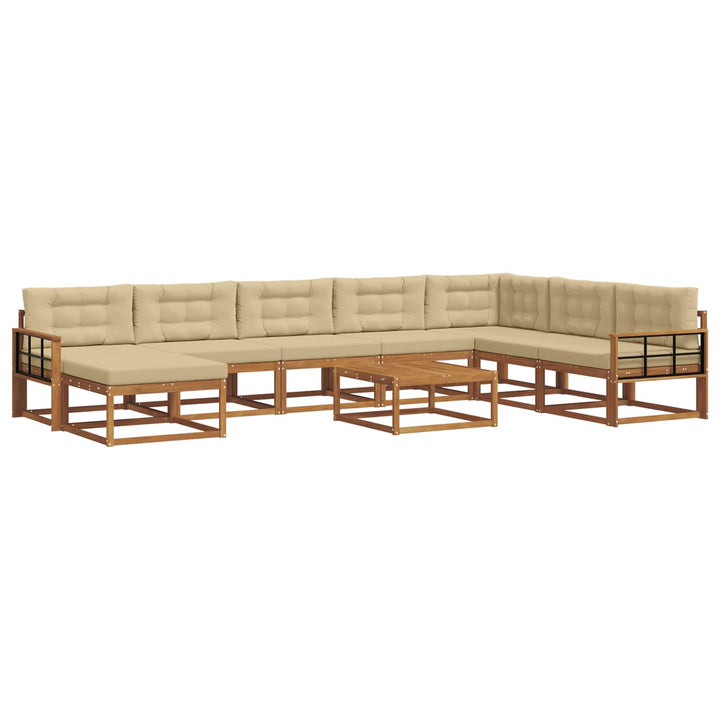 Udendørs sofagruppe med pude 9 pcs Naturlig og Beige