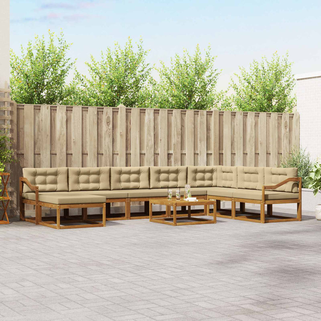 Udendørs sofagruppe med pude 9 pcs Naturlig og Beige